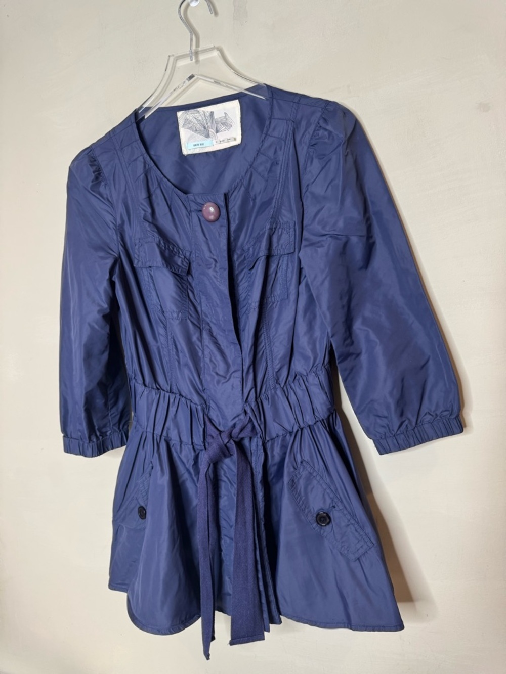 Kimchi Blue Navy Tie Waist Jacket Lightweight Nylon Size S - Picture 4 of 10